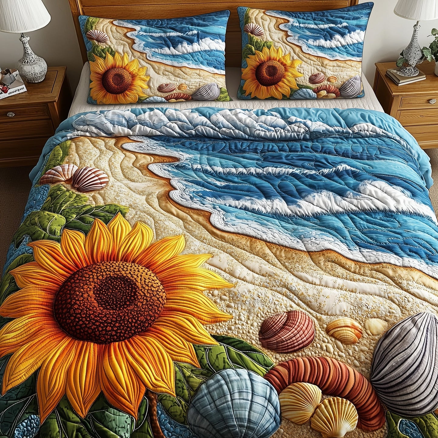 Sunflower Beach 3-Piece Quilted Bedding Set GFTOMA740