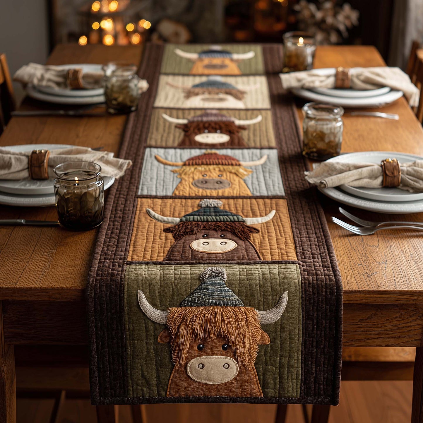 Highland Cow Quilted Table Runner GFTOMA7599