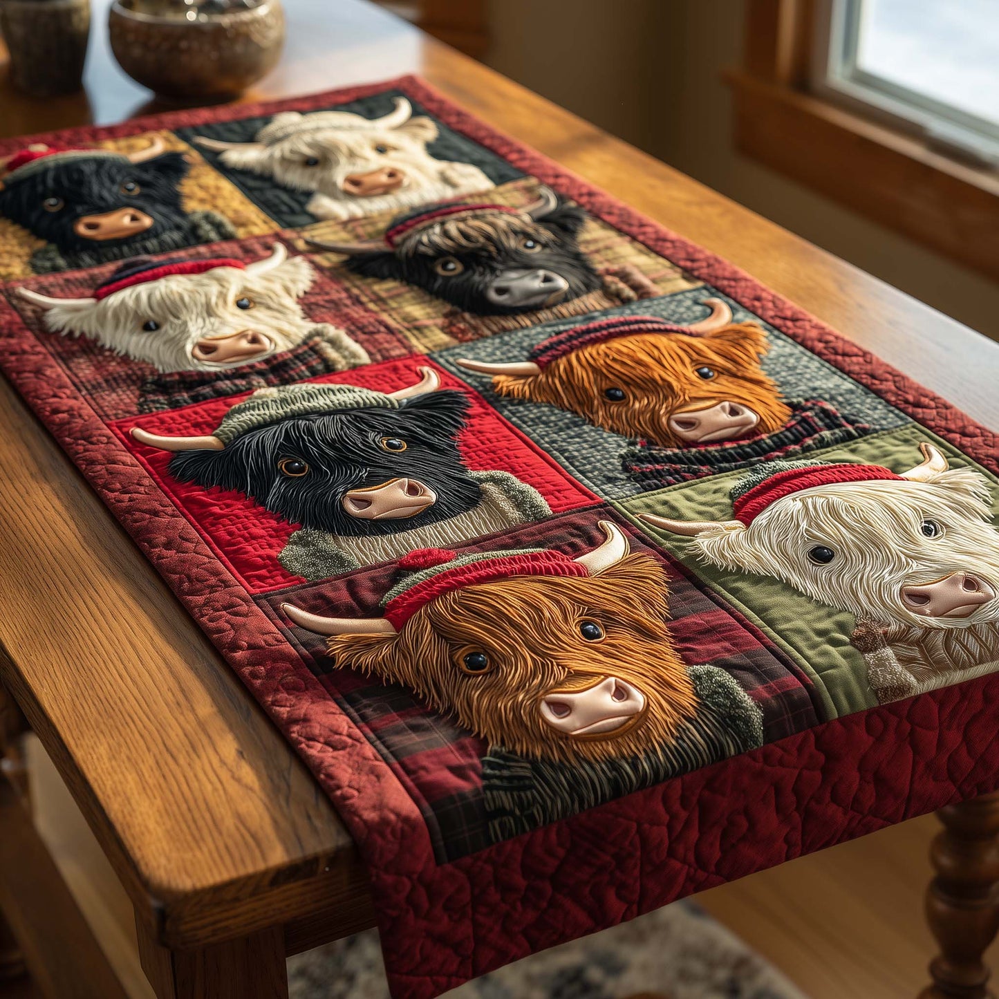 Highland Cow Quilted Table Runner GFTOMA7606