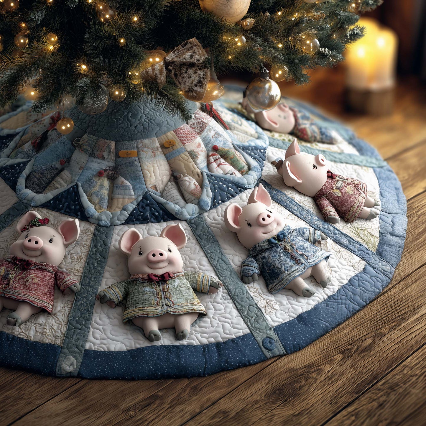 Happy Piggies Quilted Tree Skirt GFTOMA7690