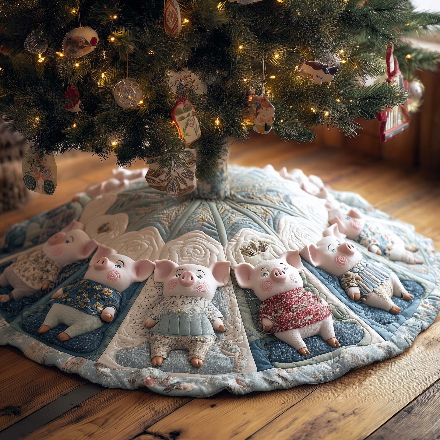 Happy Piggies Quilted Tree Skirt GFTOMA7695