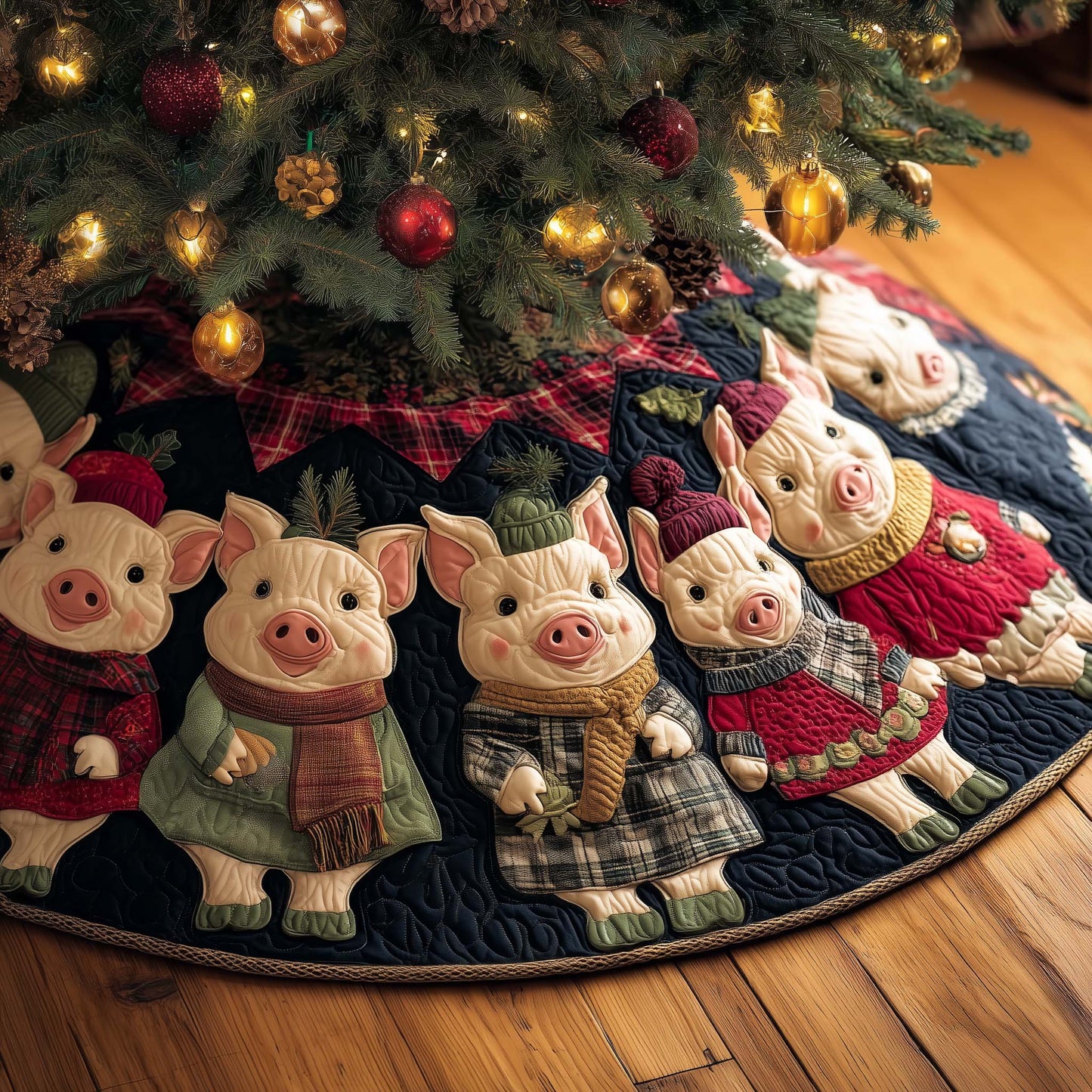 Happy Piggies Quilted Tree Skirt GFTOMA7697