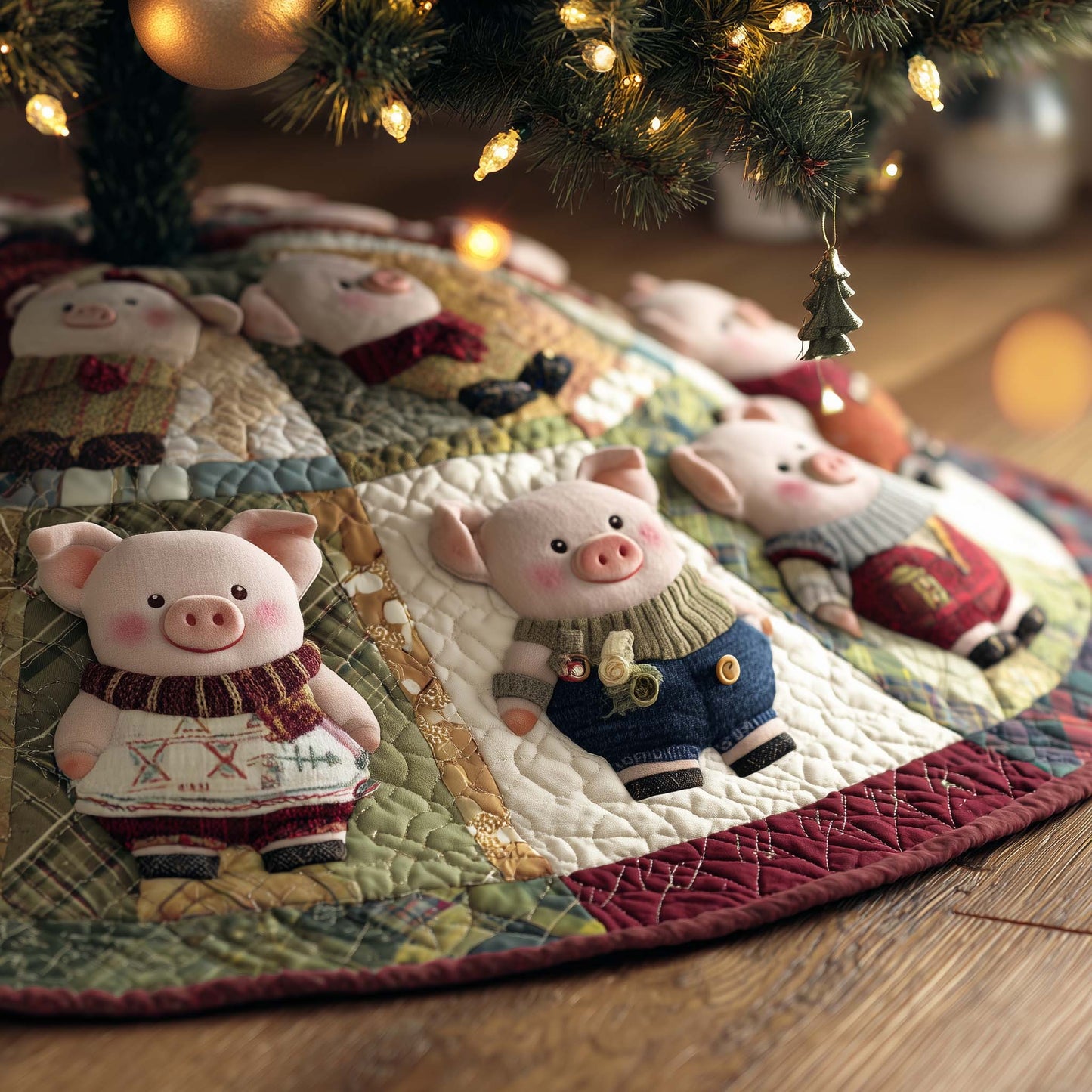 Happy Piggies Quilted Tree Skirt GFTOMA7698