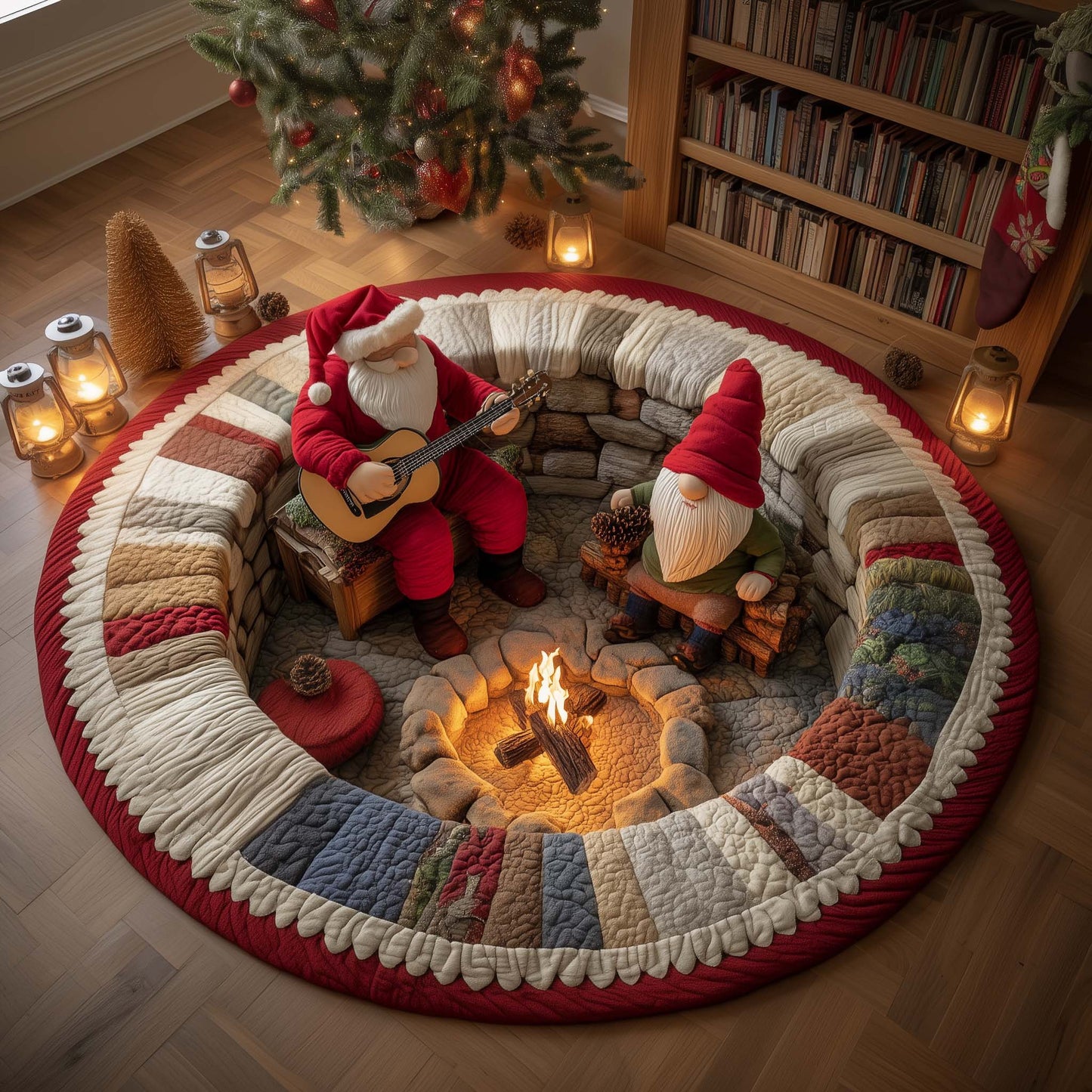 Yuletide Fireside Quilted Round Mat GFTOMA7703