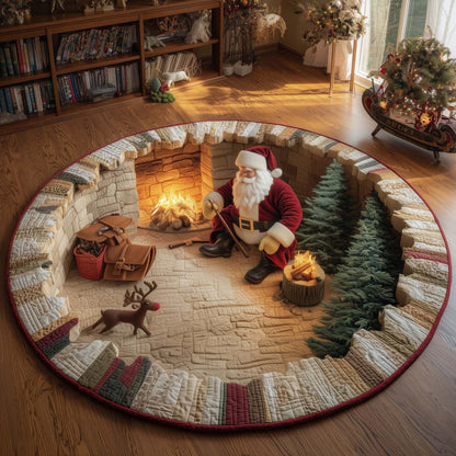 Yuletide Fireside Quilted Round Mat GFTOMA7705