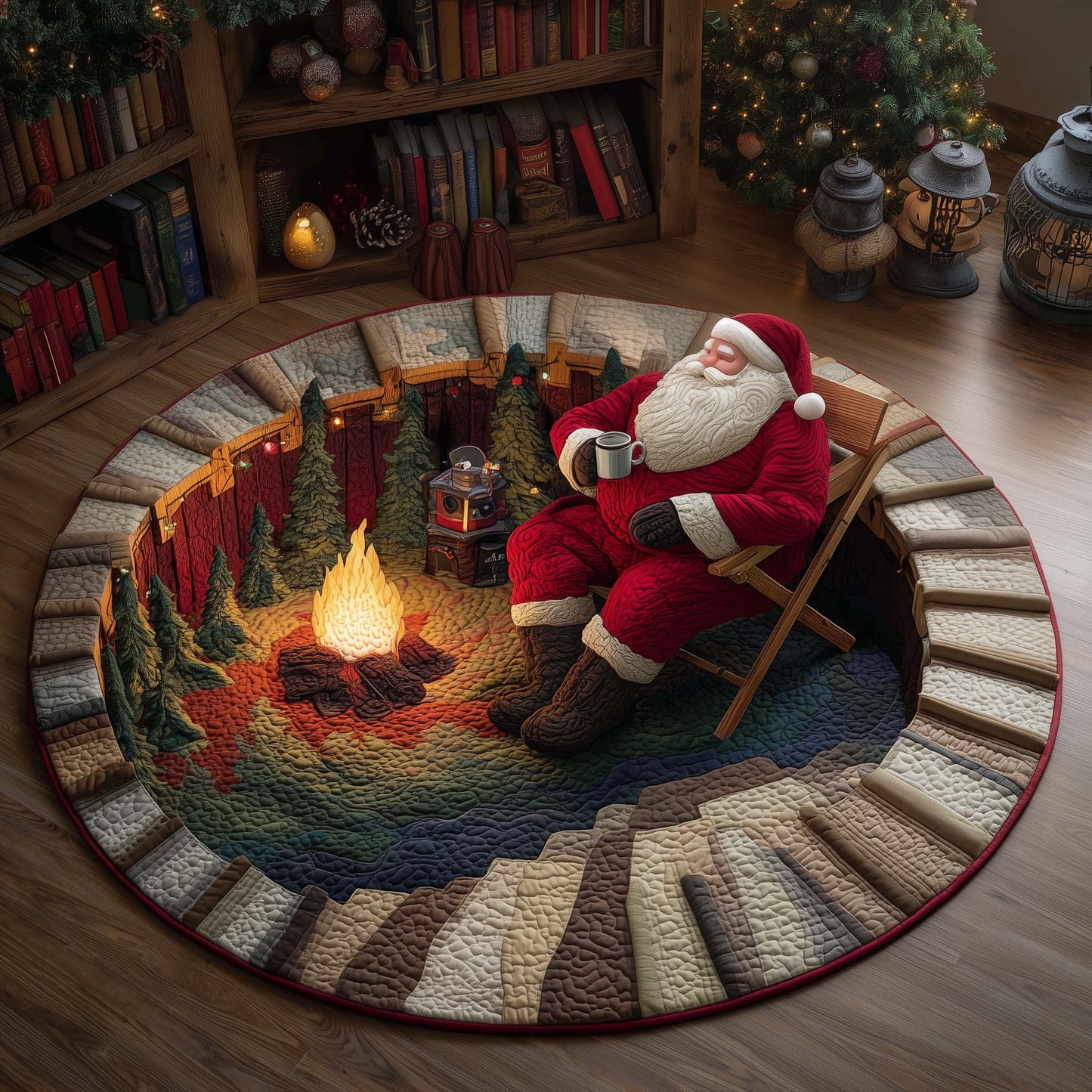 Yuletide Fireside Quilted Round Mat GFTOMA7708