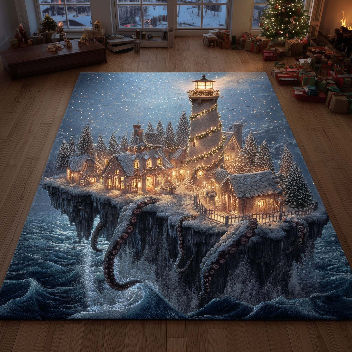 Winter Lighthouse Area Rug GFTOMA7768