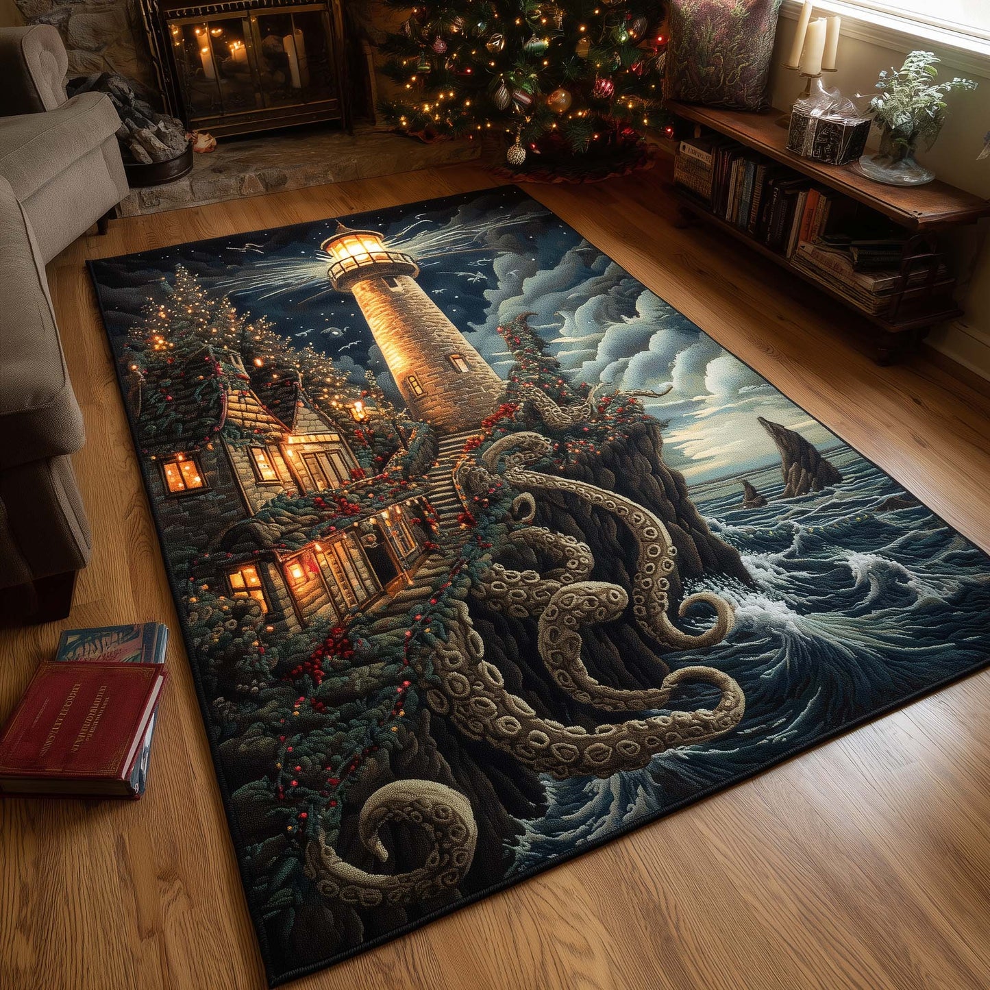 Winter Lighthouse Area Rug GFTOMA7769