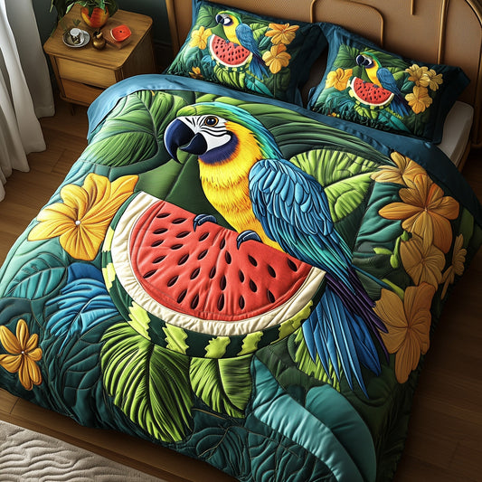 Tropical Parrot 3-Piece Quilted Bedding Set GFTOMA776