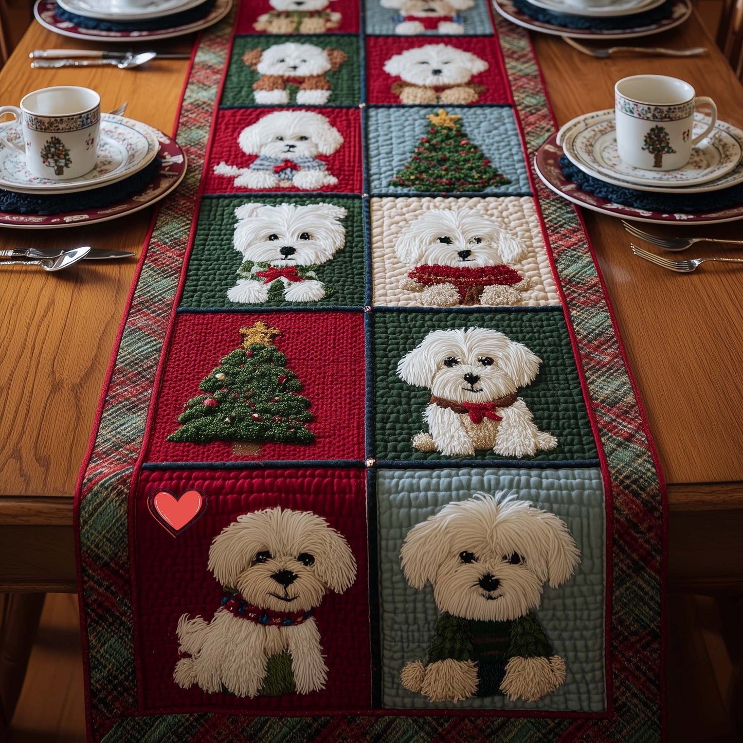 Bichon Quilted Table Runner GFTOMA7773