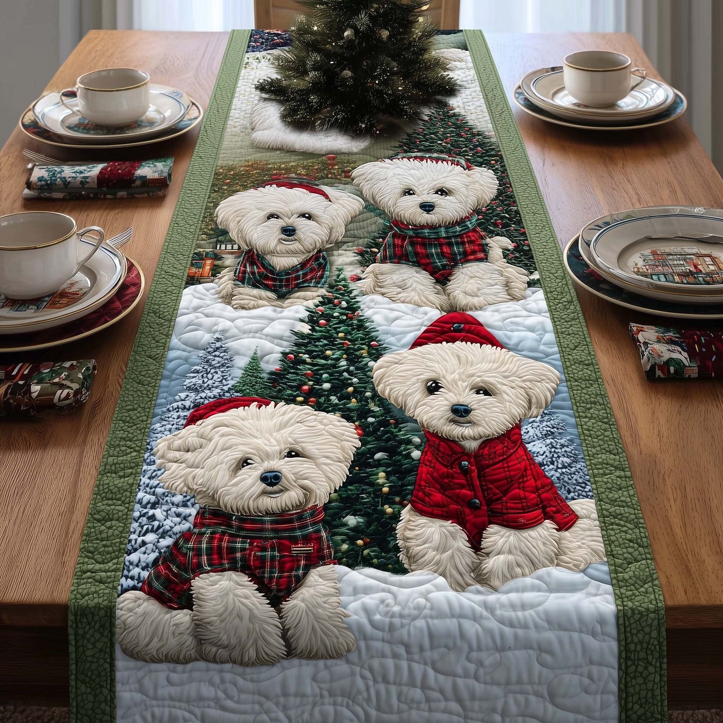 Bichon Quilted Table Runner GFTOMA7775