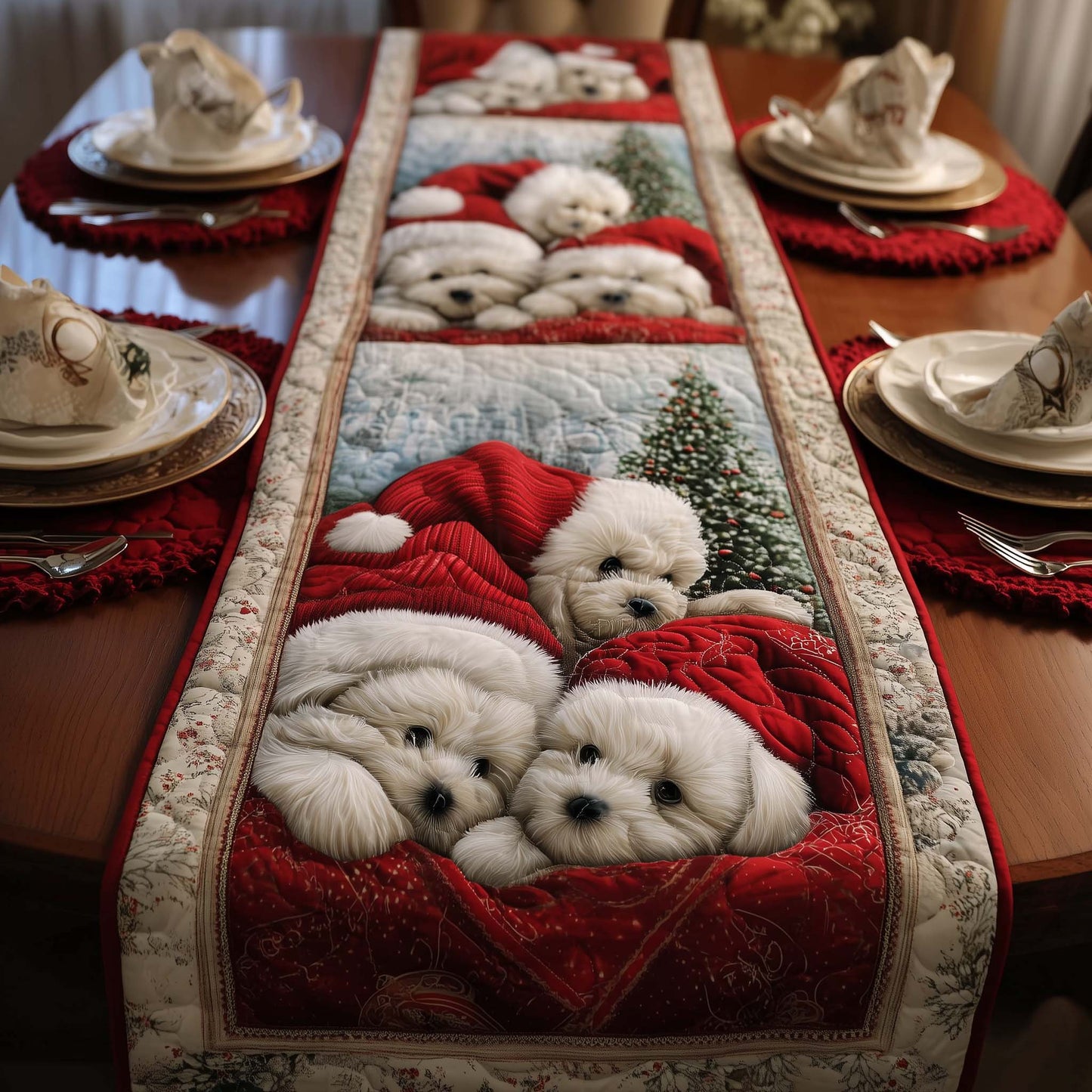Bichon Quilted Table Runner GFTOMA7777