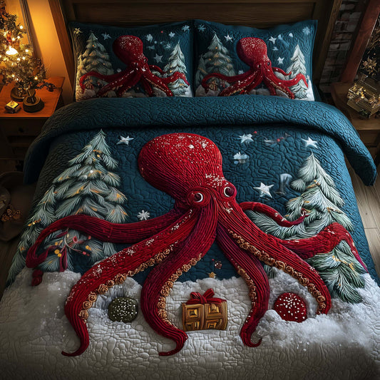 Festive Octopus 3-Piece Quilted Bedding Set GFTOMA7791