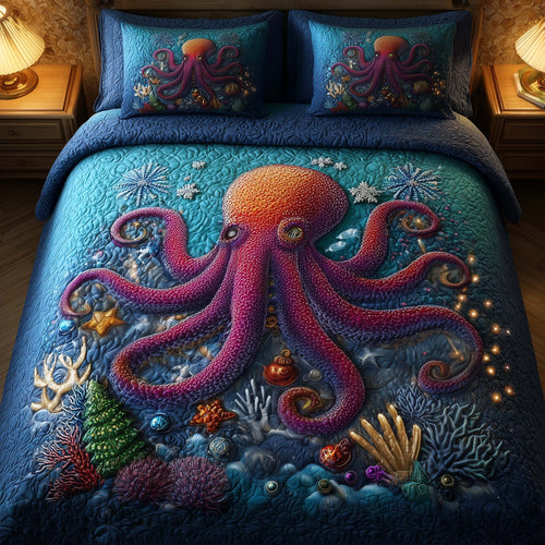 Festive Octopus 3-Piece Quilted Bedding Set GFTOMA7794
