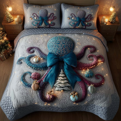 Festive Octopus 3-Piece Quilted Bedding Set GFTOMA7795