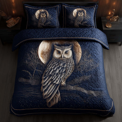 Celestial Owl 3-Piece Quilted Bedding Set GFTOMA7853