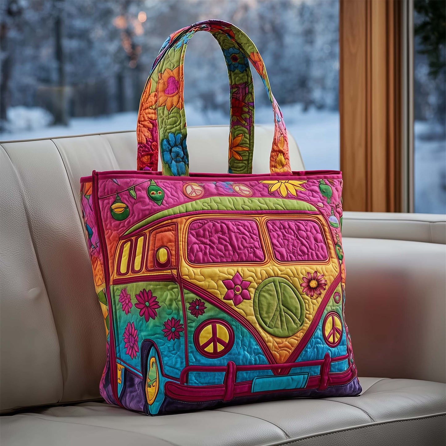 Hippie Van Quilted Tote Bag GFTOMA7879