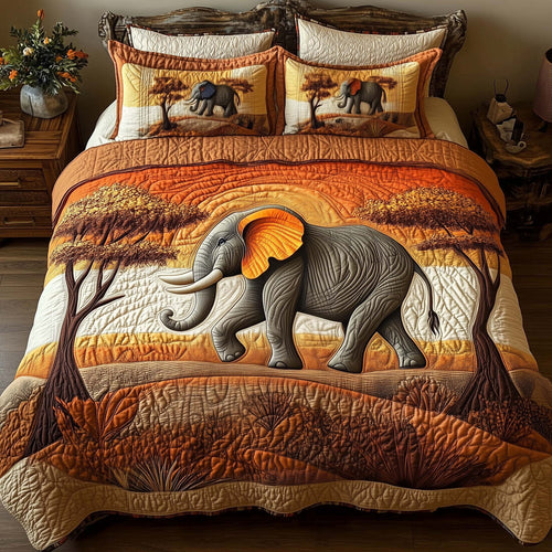 Elephant 3-Piece Quilted Bedding Set GFTOMA8002