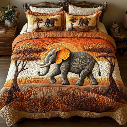 Elephant 3-Piece Quilted Bedding Set GFTOMA8002