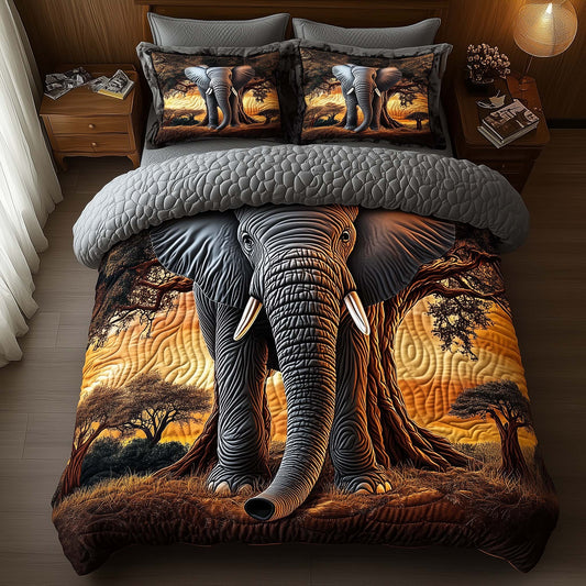 Elephant 3-Piece Quilted Bedding Set GFTOMA8004