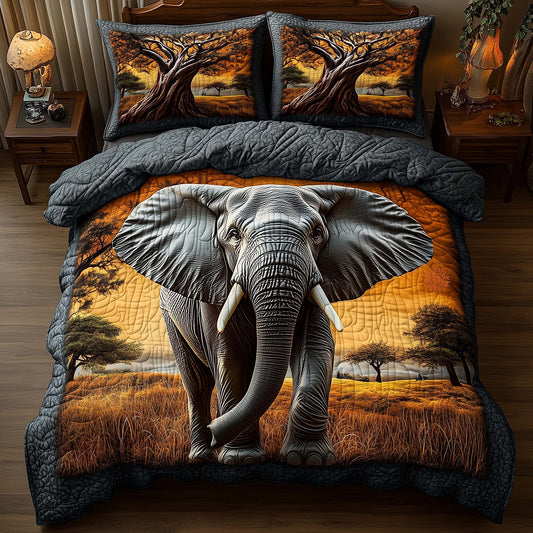 Elephant 3-Piece Quilted Bedding Set GFTOMA8005