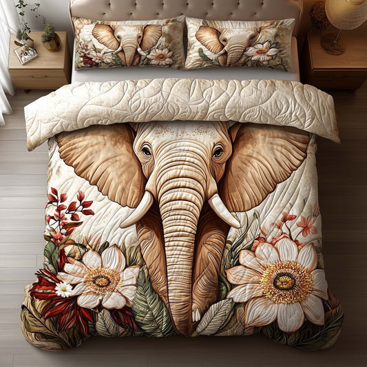 Elephant 3-Piece Quilted Bedding Set GFTOMA8006