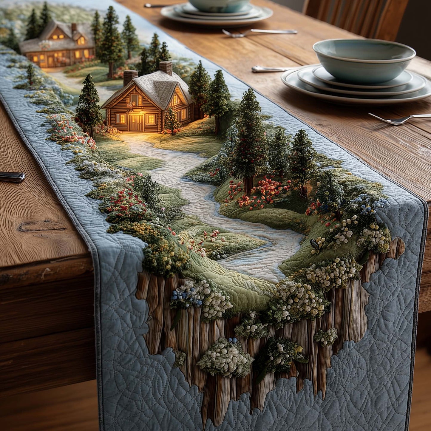 Meadow Cabin Quilted Table Runner GFTOMA8052