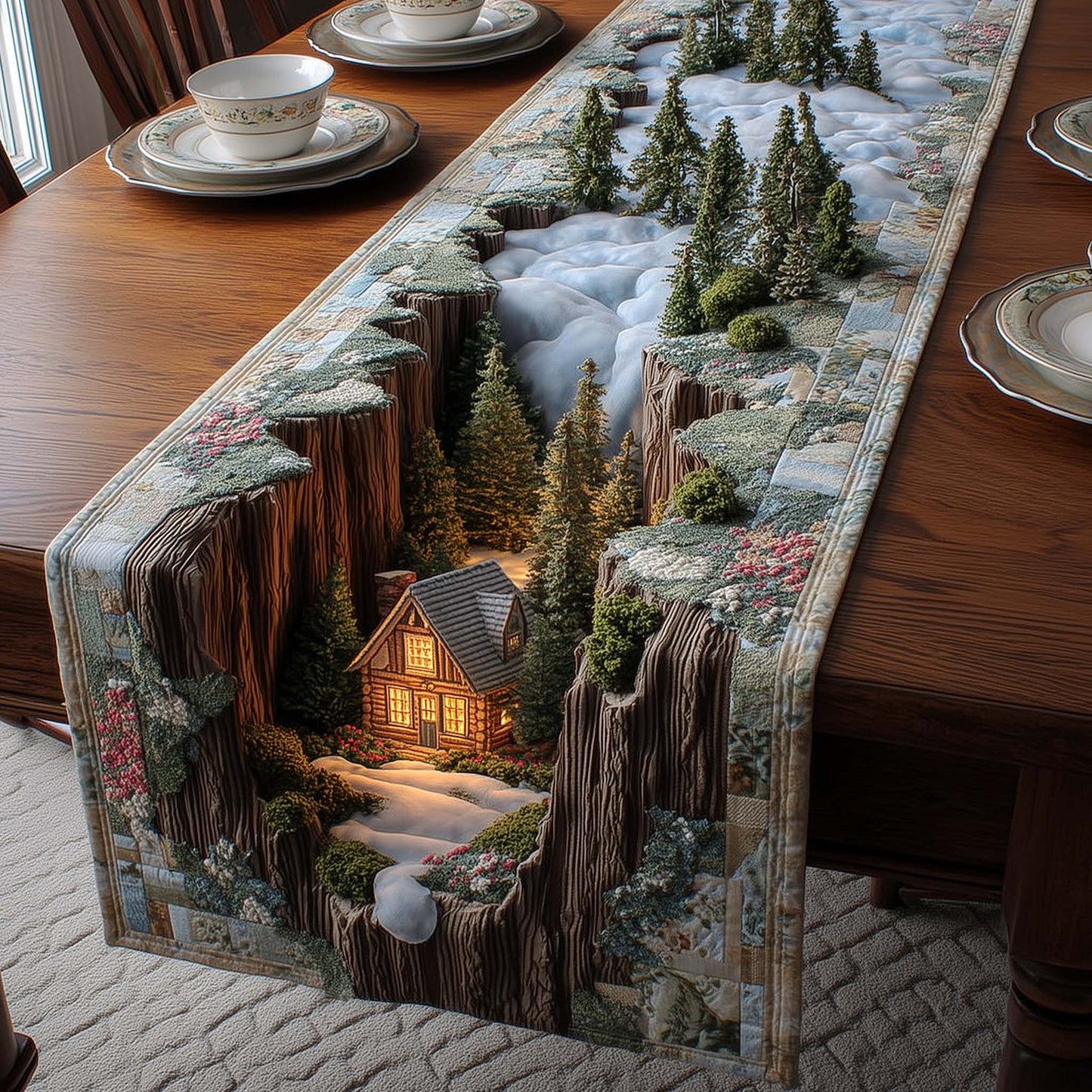 Meadow Cabin Quilted Table Runner GFTOMA8054