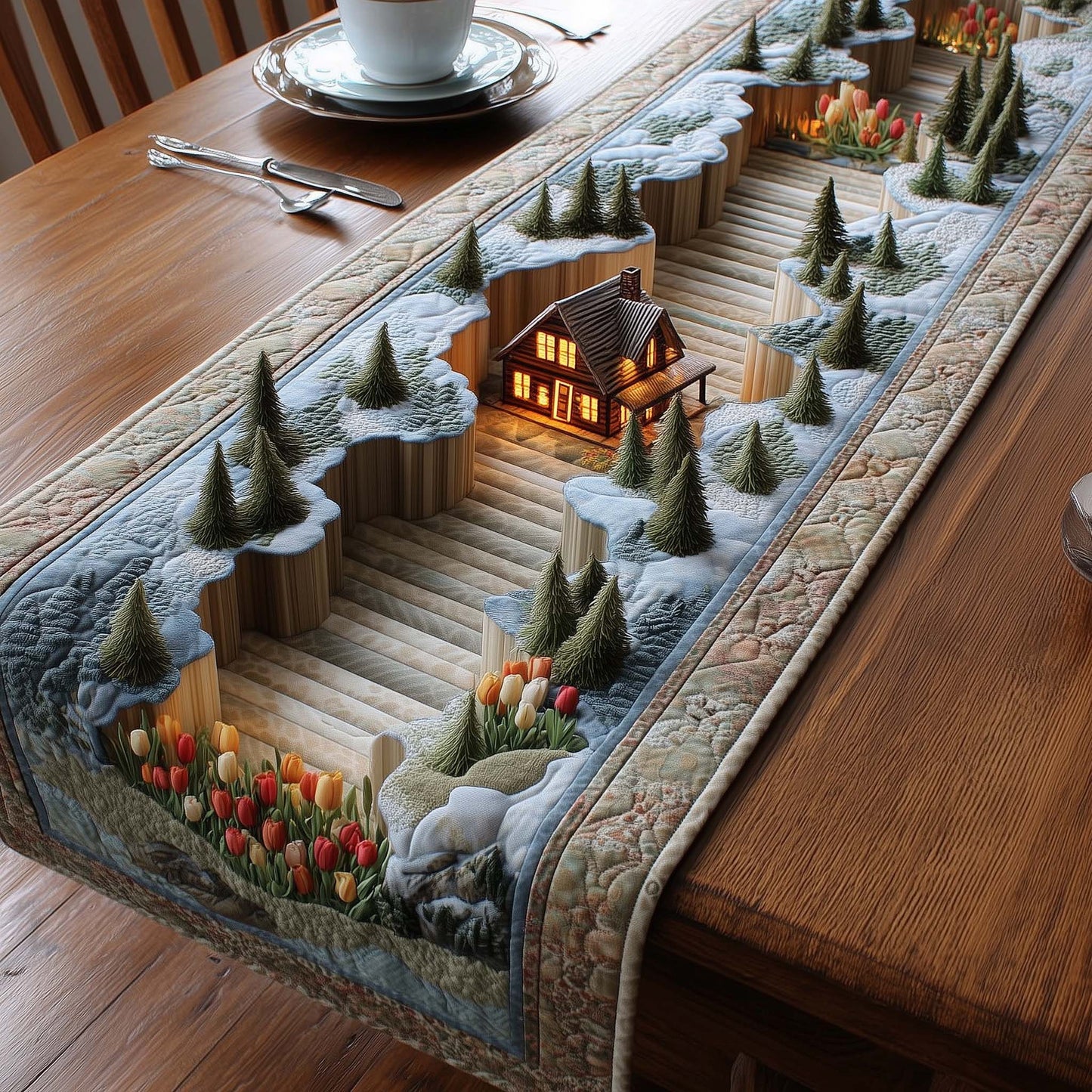 Meadow Cabin Quilted Table Runner GFTOMA8055