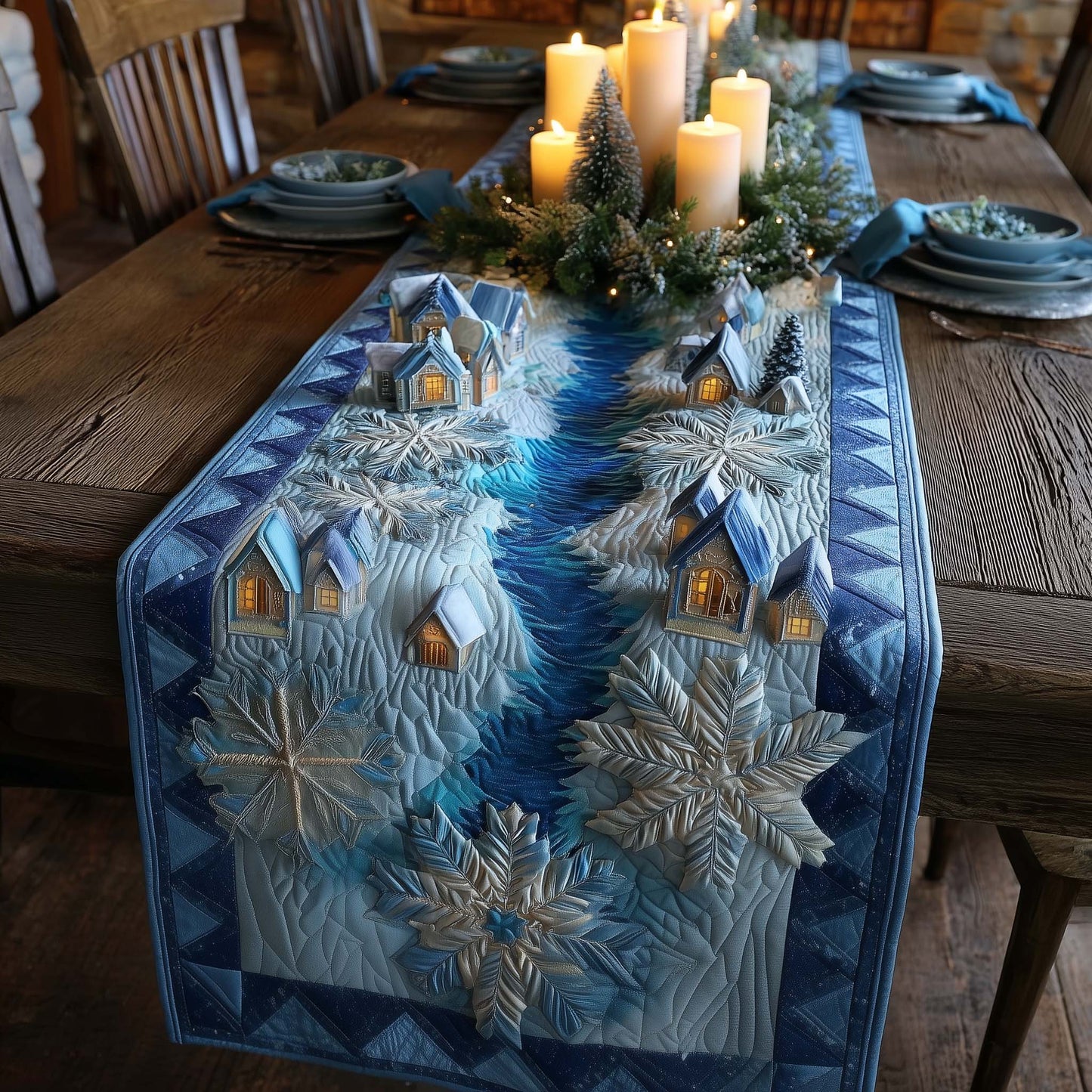 Snowflake Quilted Table Runner GFTOMA8060