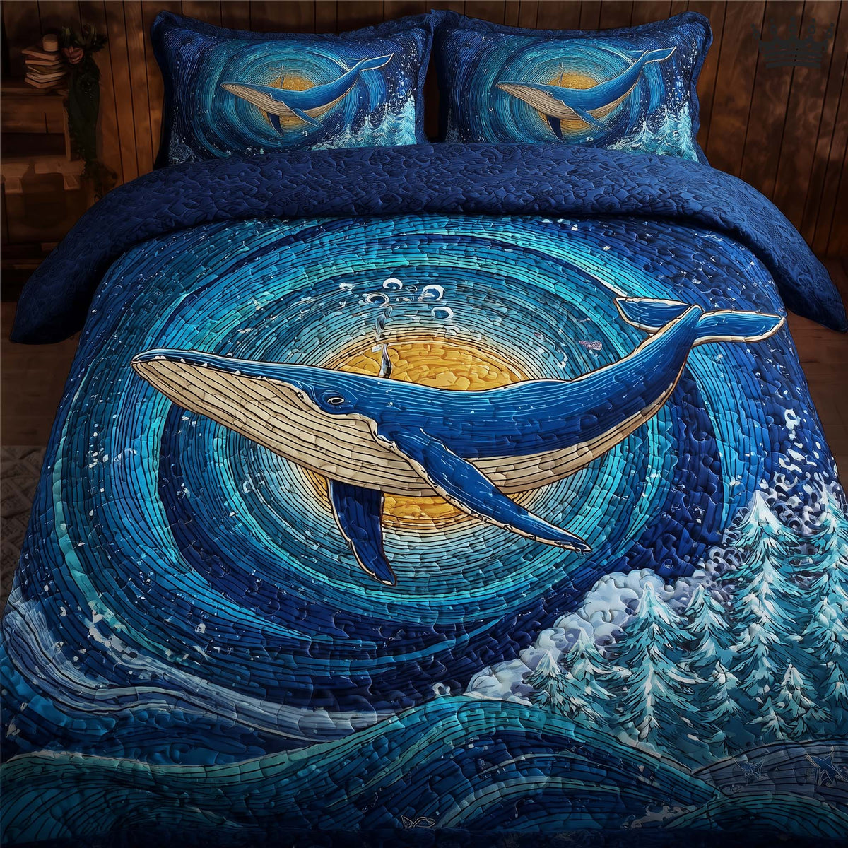 Prism Whale 3-Piece Quilted Bedding Set GFTOMA8079