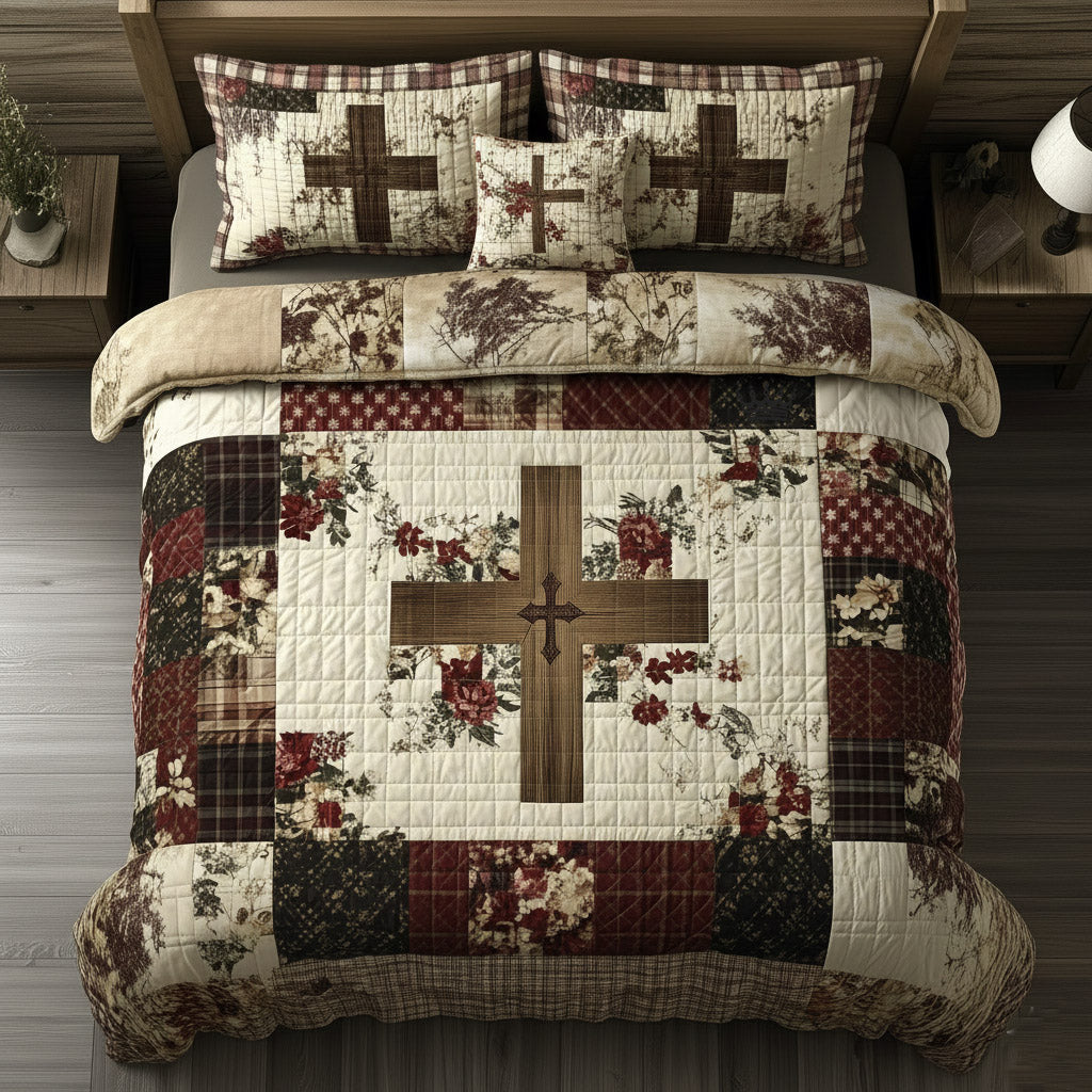 Shining Cross 3-Piece Quilted Bedding Set GFTOMA8144