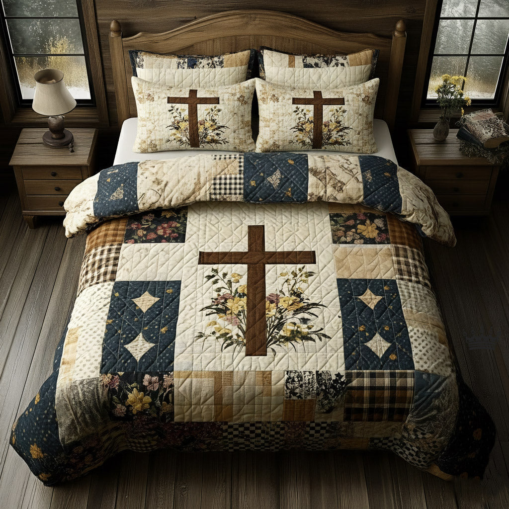 Shining Cross 3-Piece Quilted Bedding Set GFTOMA8145