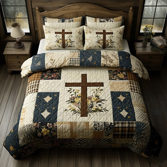 Shining Cross 3-Piece Quilted Bedding Set GFTOMA8145