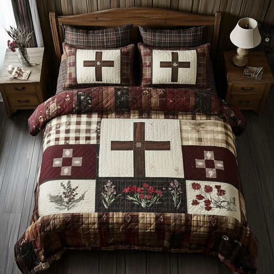 Shining Cross 3-Piece Quilted Bedding Set GFTOMA8147