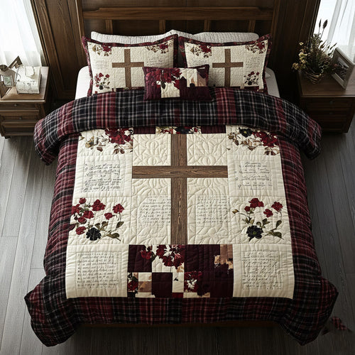 Shining Cross 3-Piece Quilted Bedding Set GFTOMA8149