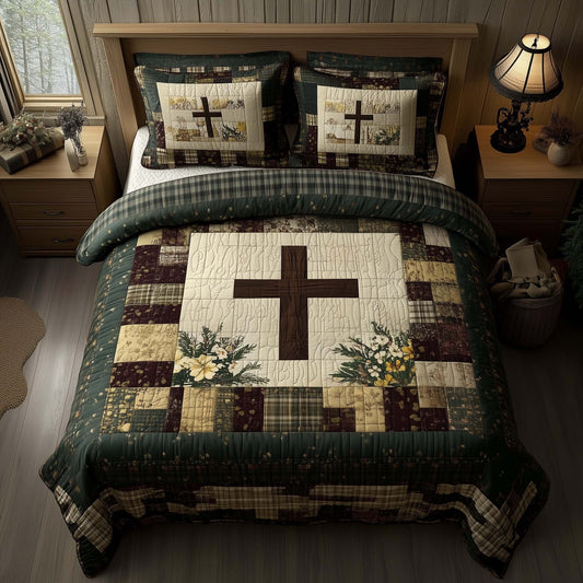 Shining Cross 3-Piece Quilted Bedding Set GFTOMA8150