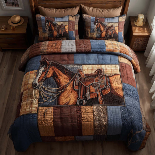 Prairie Horse 3-Piece Quilted Bedding Set GFTOMA8158