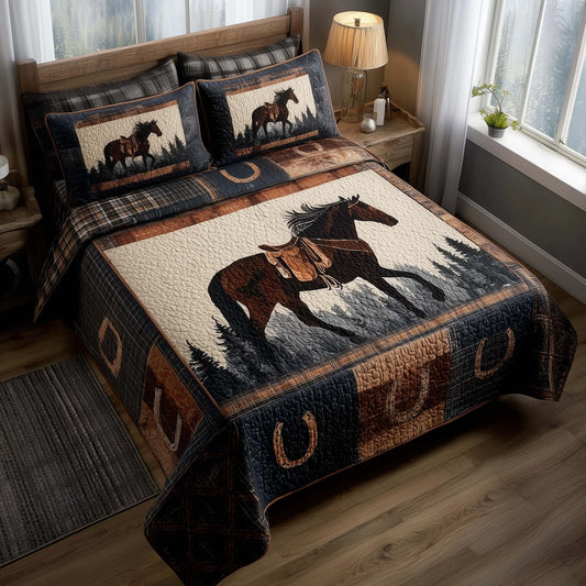 Prairie Horse 3-Piece Quilted Bedding Set GFTOMA8159