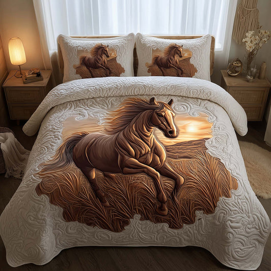 Prairie Horse 3-Piece Quilted Bedding Set GFTOMA8160