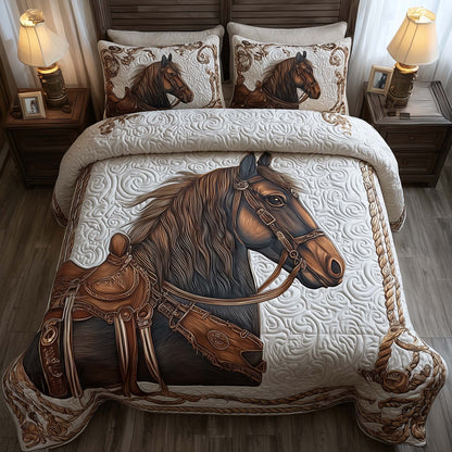 Prairie Horse 3-Piece Quilted Bedding Set GFTOMA8161