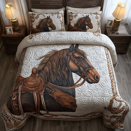 Prairie Horse 3-Piece Quilted Bedding Set GFTOMA8161