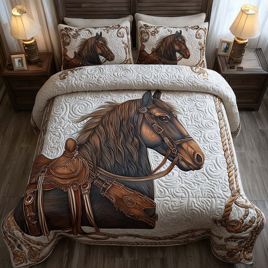Prairie Horse 3-Piece Quilted Bedding Set GFTOMA8161