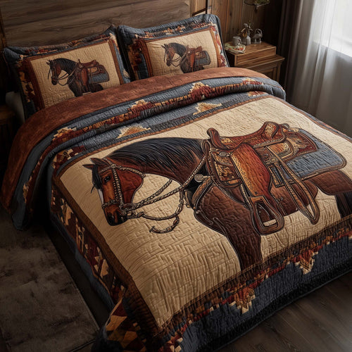 Prairie Horse 3-Piece Quilted Bedding Set GFTOMA8162