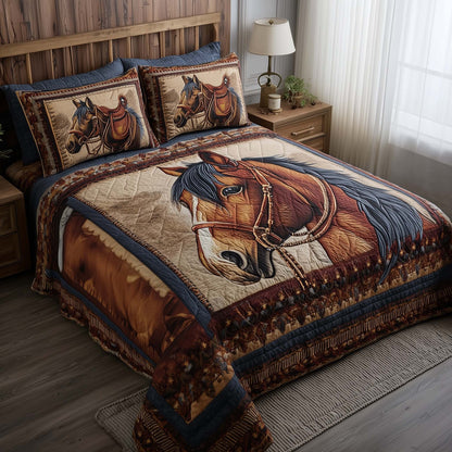 Prairie Horse 3-Piece Quilted Bedding Set GFTOMA8163