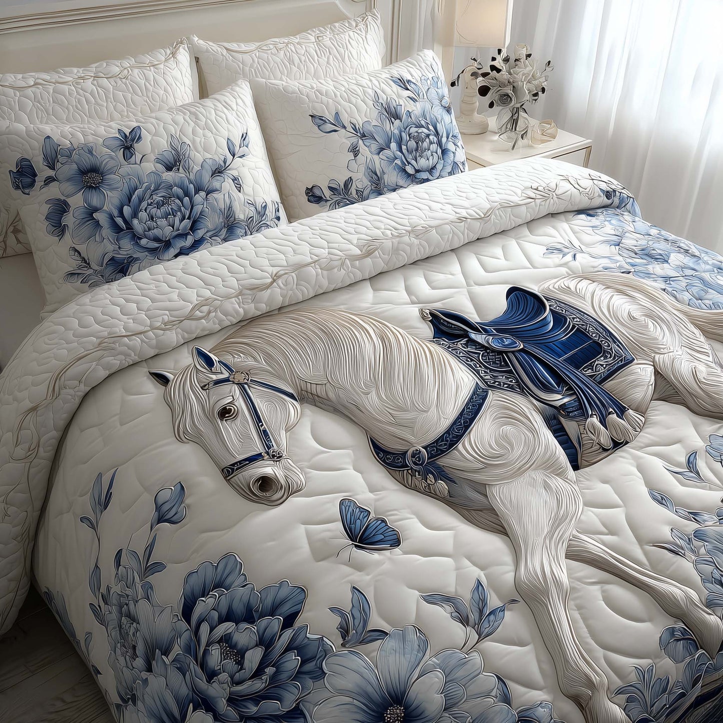 Prairie Horse 3-Piece Quilted Bedding Set GFTOMA8164