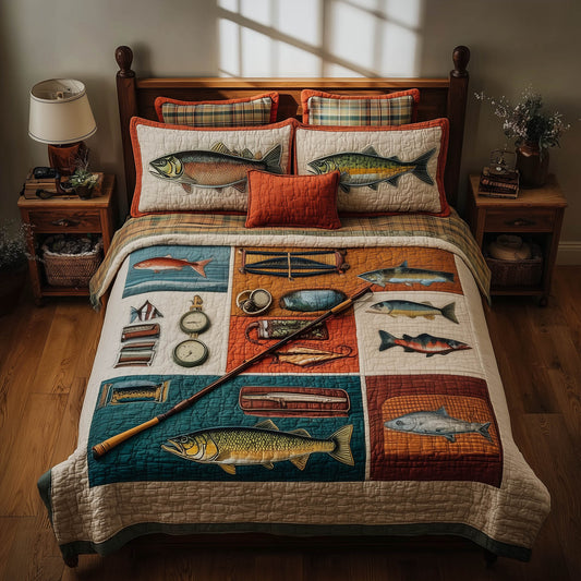 Fishing Delights 3-Piece Quilted Bedding Set GFTOMA8194