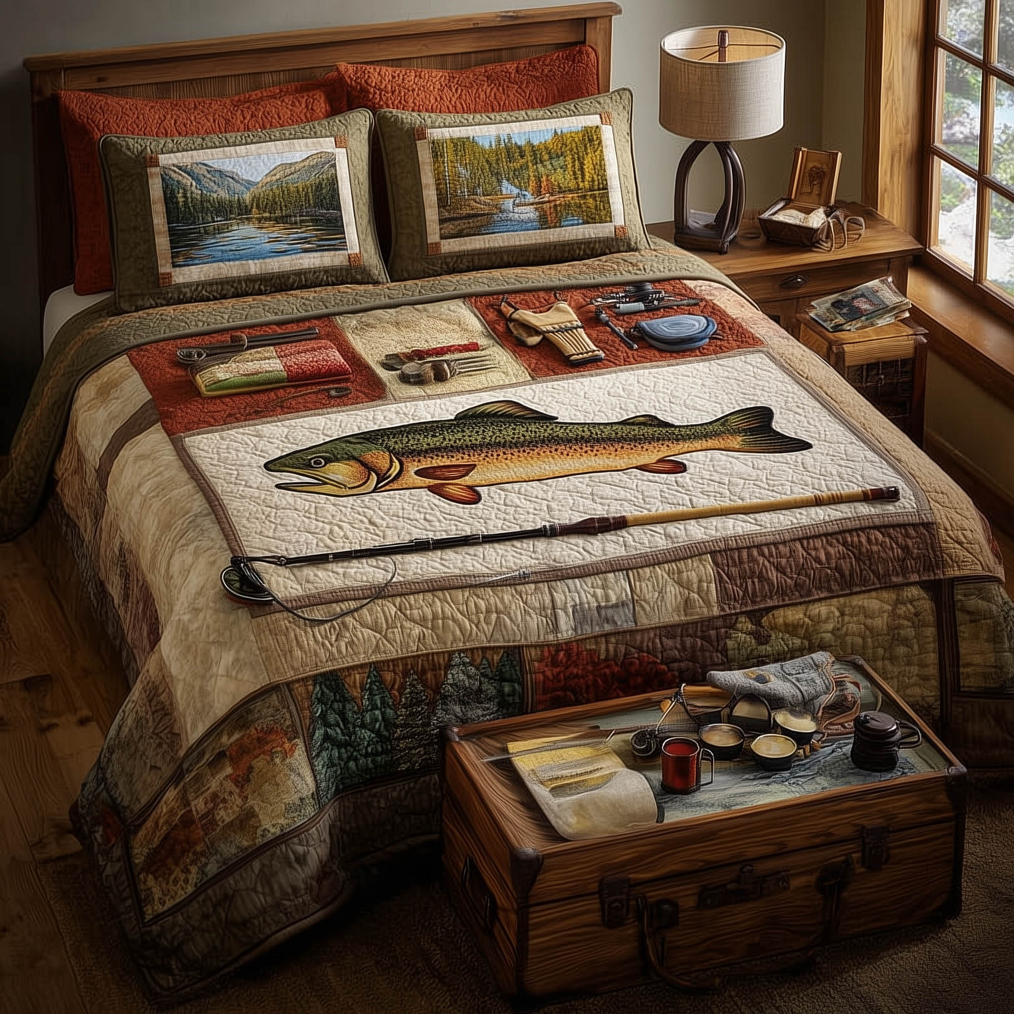 Fishing Delights 3-Piece Quilted Bedding Set GFTOMA8195 – Willow Quilt
