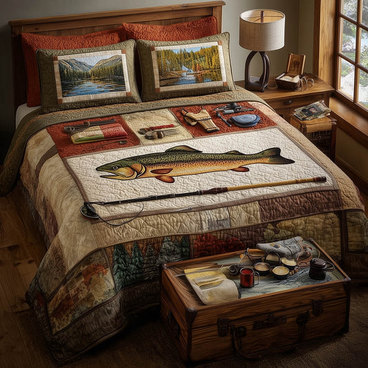 Fishing Delights 3-Piece Quilted Bedding Set GFTOMA8195