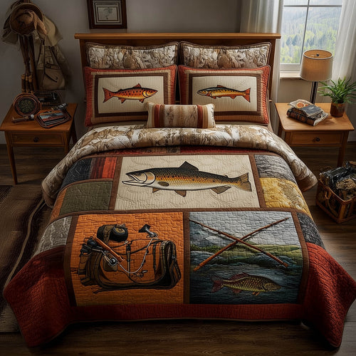 Fishing Delights 3-Piece Quilted Bedding Set GFTOMA8196